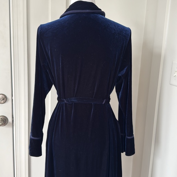 Vintage Jonquil Diane Samandi Blue Velvet Robe L - Picture 3 of 7